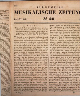 Allgemeine musikalische Zeitung Mittwoch 17. Mai 1837