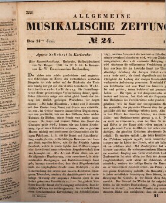 Allgemeine musikalische Zeitung Mittwoch 14. Juni 1837