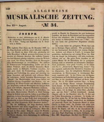 Allgemeine musikalische Zeitung Mittwoch 23. August 1837