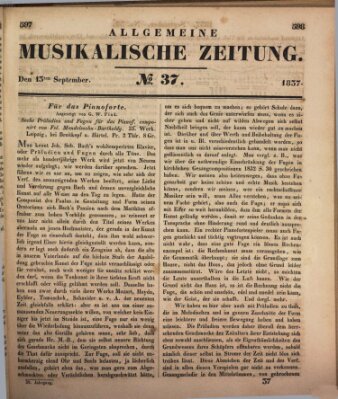 Allgemeine musikalische Zeitung Mittwoch 13. September 1837