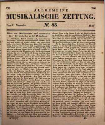 Allgemeine musikalische Zeitung Mittwoch 8. November 1837