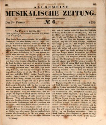 Allgemeine musikalische Zeitung Mittwoch 7. Februar 1838