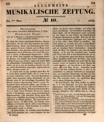 Allgemeine musikalische Zeitung Mittwoch 7. März 1838