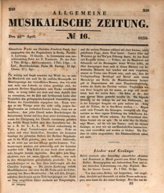 Allgemeine musikalische Zeitung Mittwoch 18. April 1838