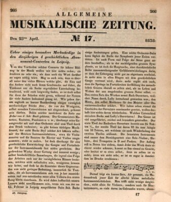 Allgemeine musikalische Zeitung Mittwoch 25. April 1838