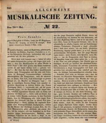 Allgemeine musikalische Zeitung Mittwoch 30. Mai 1838