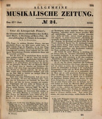 Allgemeine musikalische Zeitung Mittwoch 13. Juni 1838