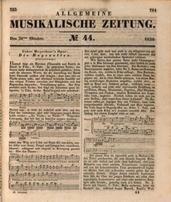 Allgemeine musikalische Zeitung Mittwoch 31. Oktober 1838