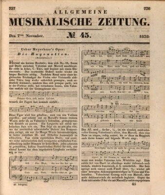 Allgemeine musikalische Zeitung Mittwoch 7. November 1838