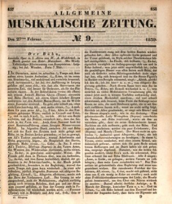 Allgemeine musikalische Zeitung Mittwoch 27. Februar 1839