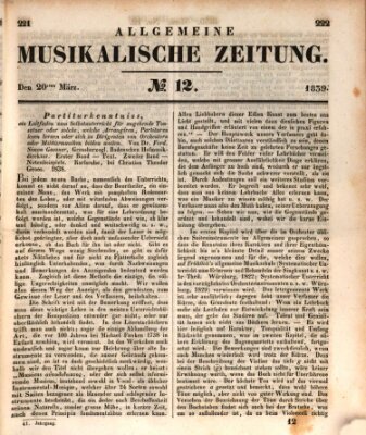 Allgemeine musikalische Zeitung Mittwoch 20. März 1839