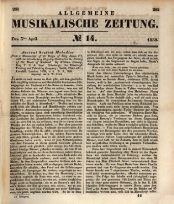 Allgemeine musikalische Zeitung Mittwoch 3. April 1839