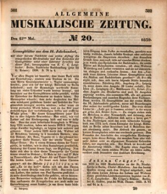 Allgemeine musikalische Zeitung Mittwoch 15. Mai 1839