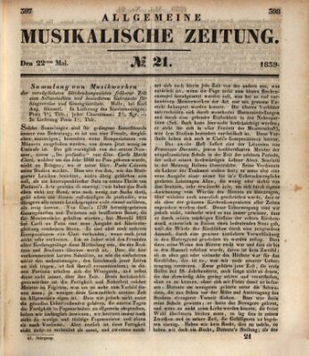 Allgemeine musikalische Zeitung Mittwoch 22. Mai 1839