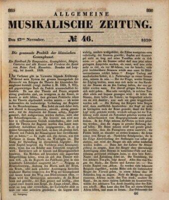 Allgemeine musikalische Zeitung Mittwoch 13. November 1839