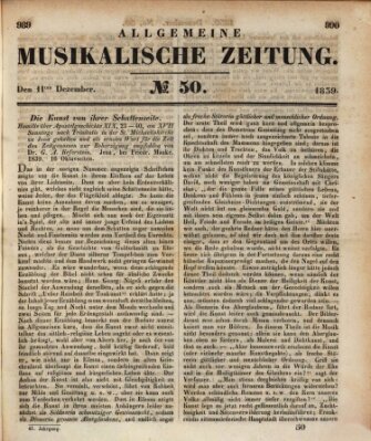 Allgemeine musikalische Zeitung Mittwoch 11. Dezember 1839