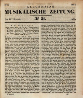 Allgemeine musikalische Zeitung Mittwoch 18. Dezember 1839