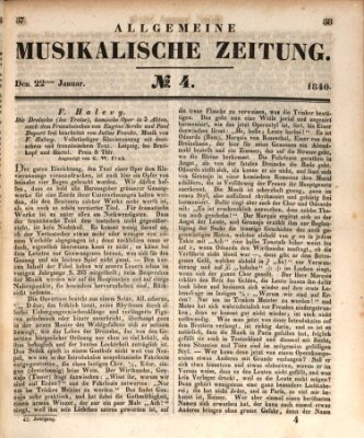 Allgemeine musikalische Zeitung Mittwoch 22. Januar 1840