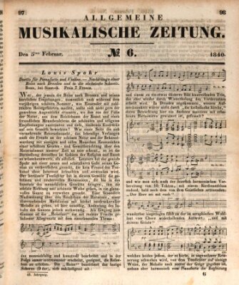 Allgemeine musikalische Zeitung Mittwoch 5. Februar 1840