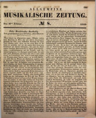 Allgemeine musikalische Zeitung Mittwoch 19. Februar 1840