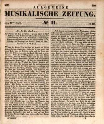 Allgemeine musikalische Zeitung Mittwoch 11. März 1840