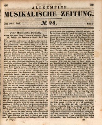 Allgemeine musikalische Zeitung Mittwoch 10. Juni 1840