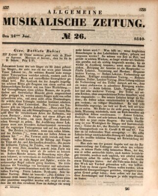 Allgemeine musikalische Zeitung Mittwoch 24. Juni 1840