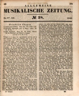 Allgemeine musikalische Zeitung Mittwoch 8. Juli 1840