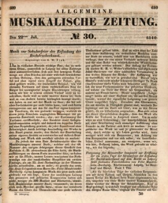 Allgemeine musikalische Zeitung Mittwoch 22. Juli 1840