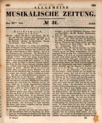 Allgemeine musikalische Zeitung Mittwoch 29. Juli 1840