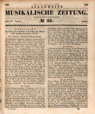 Allgemeine musikalische Zeitung Mittwoch 5. August 1840