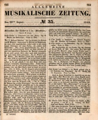 Allgemeine musikalische Zeitung Mittwoch 26. August 1840