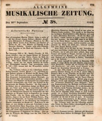 Allgemeine musikalische Zeitung Mittwoch 16. September 1840