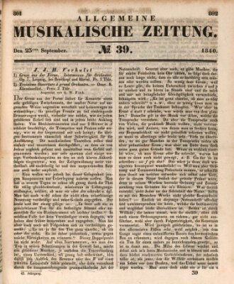 Allgemeine musikalische Zeitung Mittwoch 23. September 1840