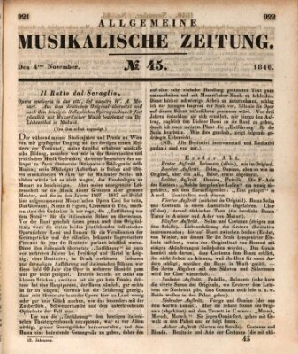 Allgemeine musikalische Zeitung Mittwoch 4. November 1840