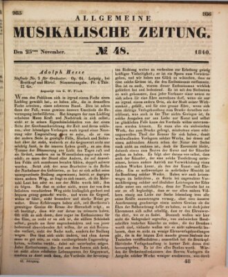 Allgemeine musikalische Zeitung Mittwoch 25. November 1840