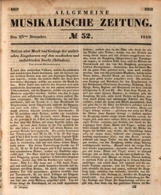 Allgemeine musikalische Zeitung Mittwoch 23. Dezember 1840