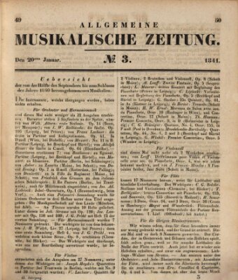 Allgemeine musikalische Zeitung Mittwoch 20. Januar 1841