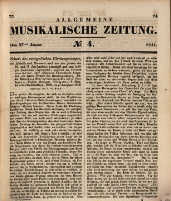 Allgemeine musikalische Zeitung Mittwoch 27. Januar 1841