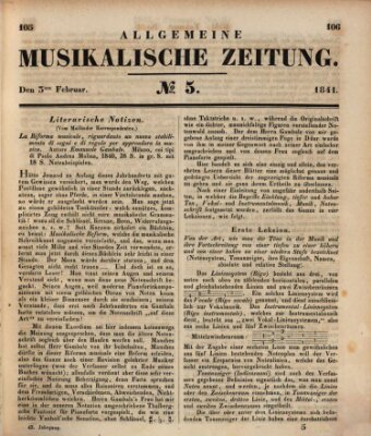 Allgemeine musikalische Zeitung Mittwoch 3. Februar 1841