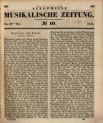 Allgemeine musikalische Zeitung Mittwoch 10. März 1841