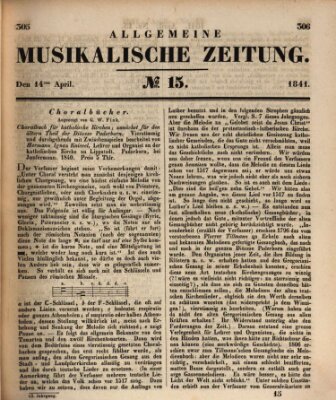 Allgemeine musikalische Zeitung Mittwoch 14. April 1841