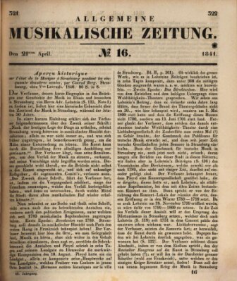 Allgemeine musikalische Zeitung Mittwoch 21. April 1841