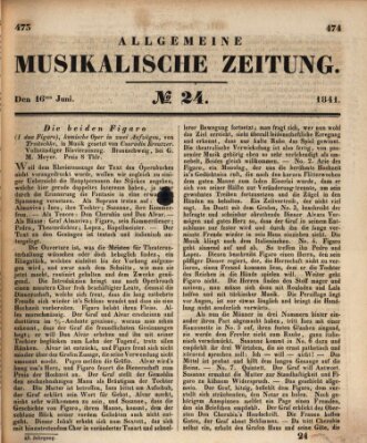 Allgemeine musikalische Zeitung Mittwoch 16. Juni 1841