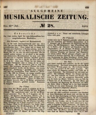 Allgemeine musikalische Zeitung Mittwoch 14. Juli 1841