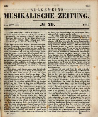 Allgemeine musikalische Zeitung Mittwoch 21. Juli 1841