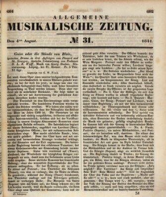 Allgemeine musikalische Zeitung Mittwoch 4. August 1841