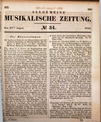 Allgemeine musikalische Zeitung Mittwoch 25. August 1841