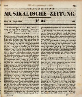 Allgemeine musikalische Zeitung Mittwoch 15. September 1841
