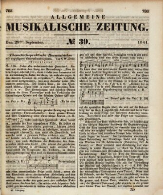 Allgemeine musikalische Zeitung Mittwoch 29. September 1841